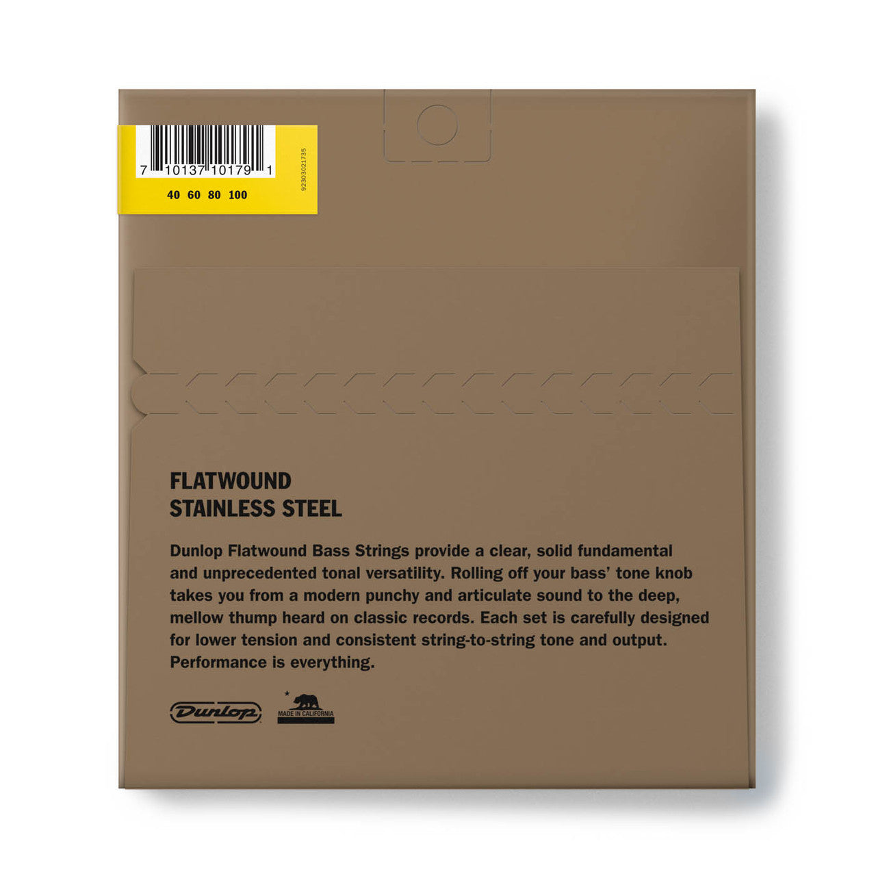 Dunlop  Stainless Steel Flatwound Bass Guitar Strings; gauges 40-100